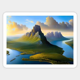 Fantasy Mountain Landscape - Drei Zinnen in the Dolomites Sticker